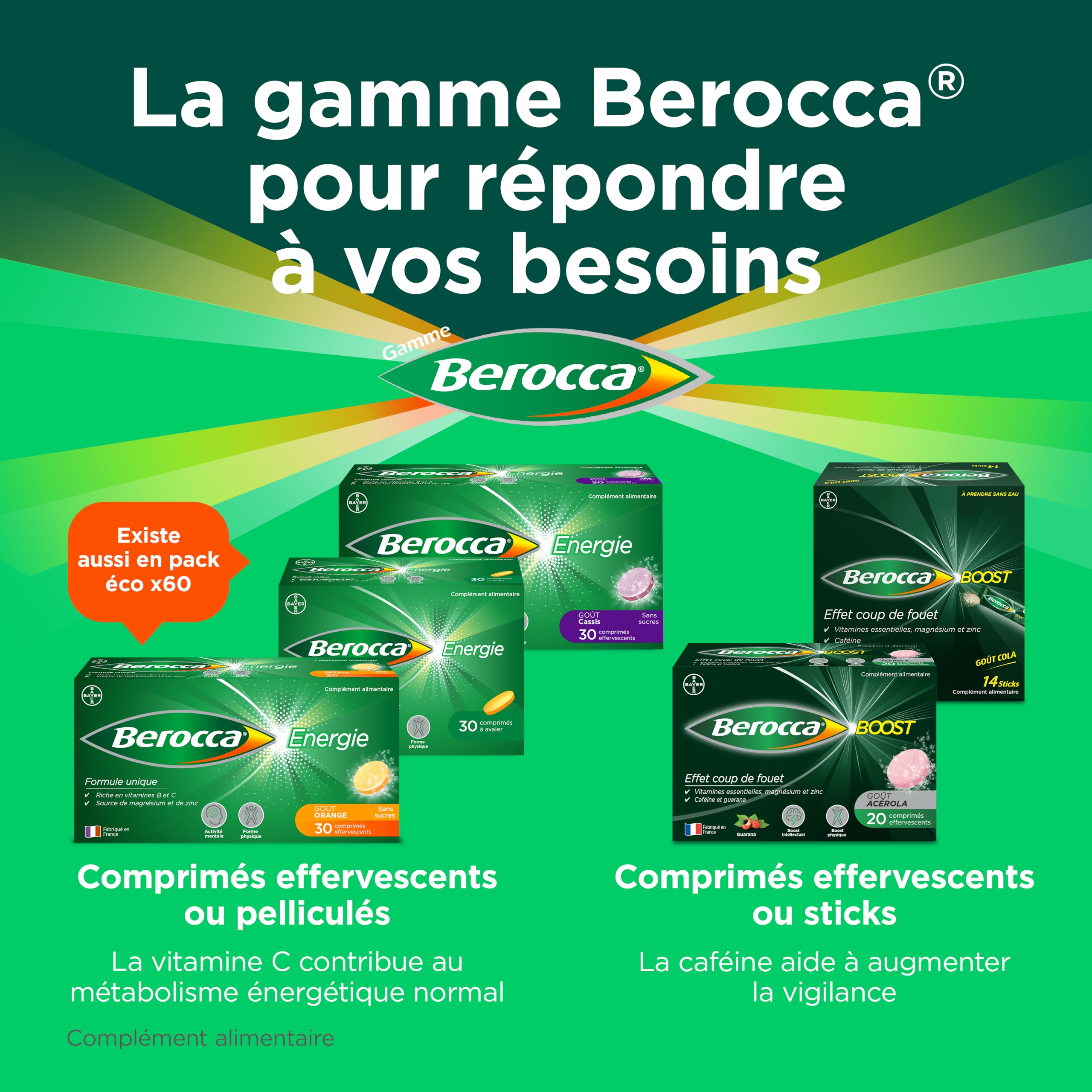 Berocca Energie Effervescent Cassis 12